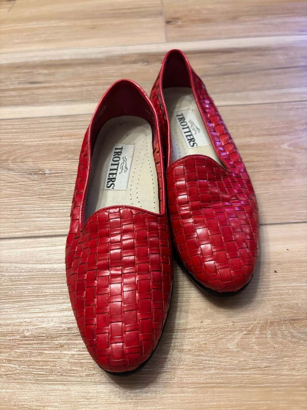 Trotters Liz Woven Leather Slip-On Loafers in Red